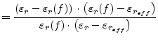 $\displaystyle = \frac{\left(\varepsilon_{r} - \varepsilon_{r}(f)\right)\cdot\le...
...)}{\varepsilon_{r}(f)\cdot\left(\varepsilon_{r} - \varepsilon_{r_{eff}}\right)}$