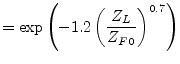 $\displaystyle = \exp{\left(-1.2\left(\dfrac{Z_L}{Z_{F0}}\right)^{0.7}\right)}$