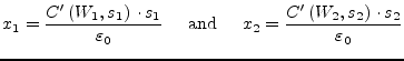 $\displaystyle x_1 = \dfrac{C'\left(W_1, s_1\right)\cdot s_1}{\varepsilon_0} \;\...
...m{ and } \;\;\;\; x_2 = \dfrac{C'\left(W_2, s_2\right)\cdot s_2}{\varepsilon_0}$